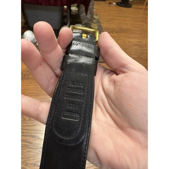 Vintage Coach Glove Tanned Black Cowhide 6301 Leather Belt 40” Gold Buckle - Picture 4 of 7